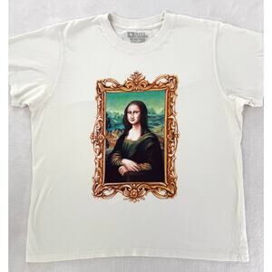 Big Bud Press Mona Lisa Art T-shirt Tee Graphic Whimsical Top Oversized Tee S